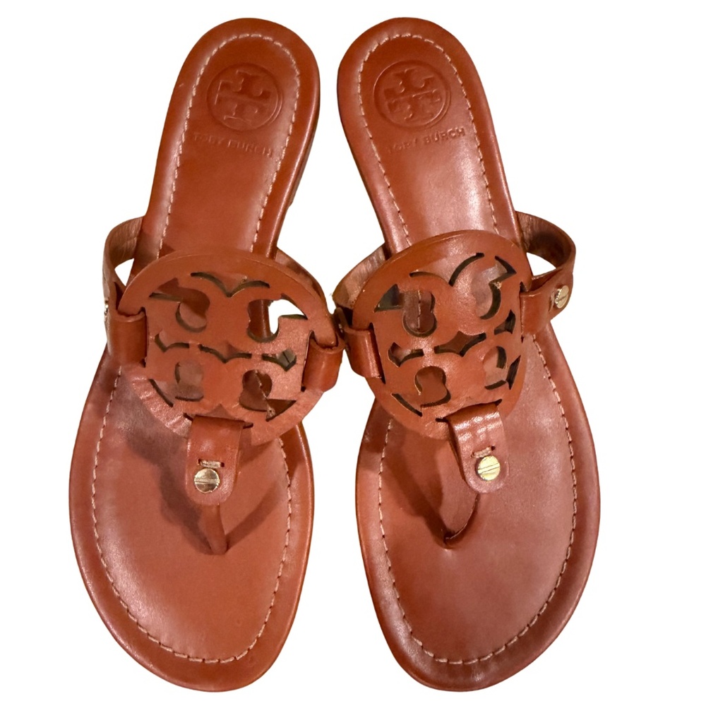 Tory Burch Miller woman sandal, light brown, size 8, new (worn 1x)